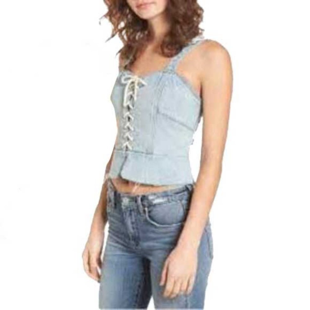 Blank NYC Distressed Denim Corset Top-NWT